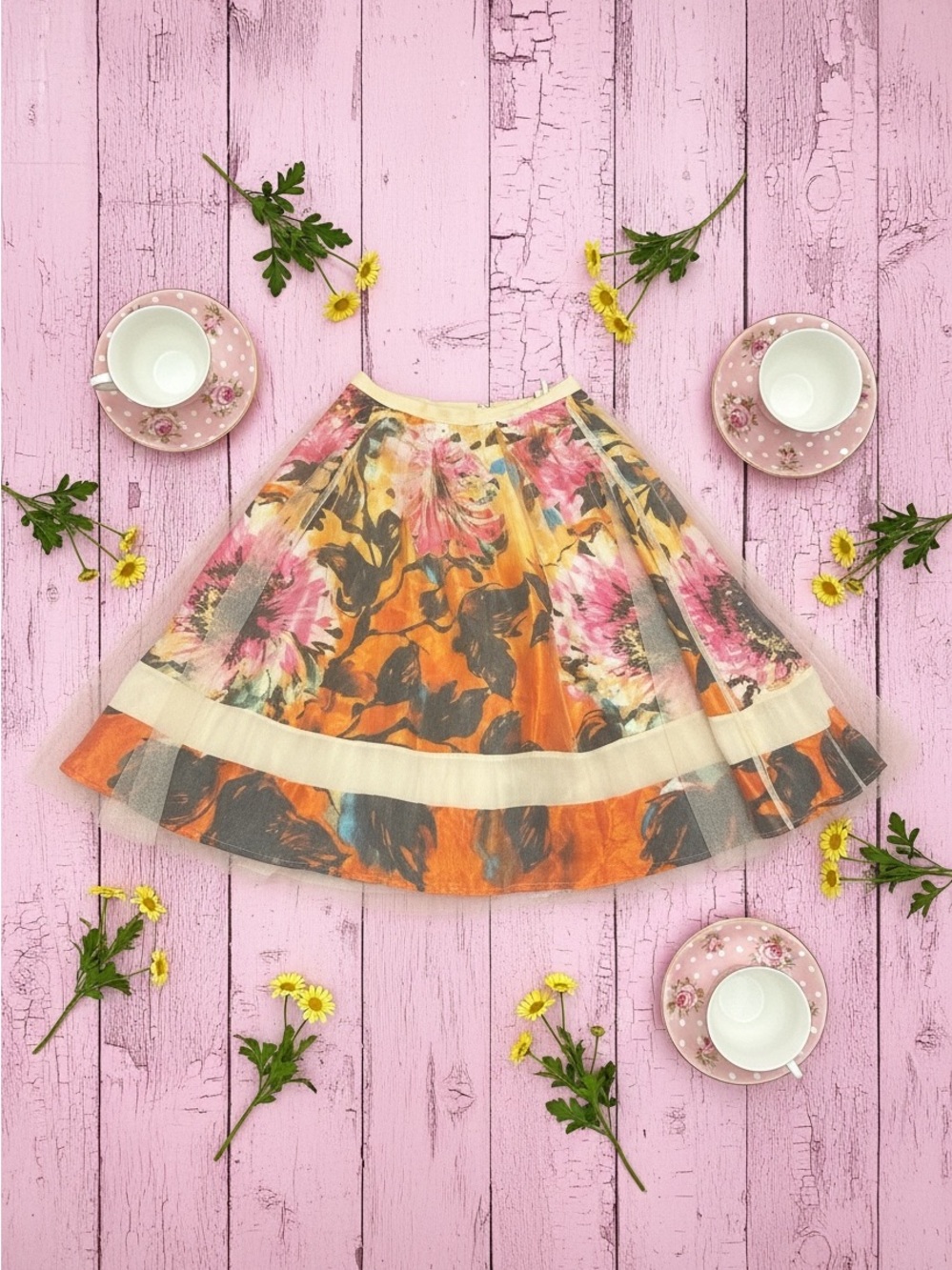 Soieblu tulle floral party skirt